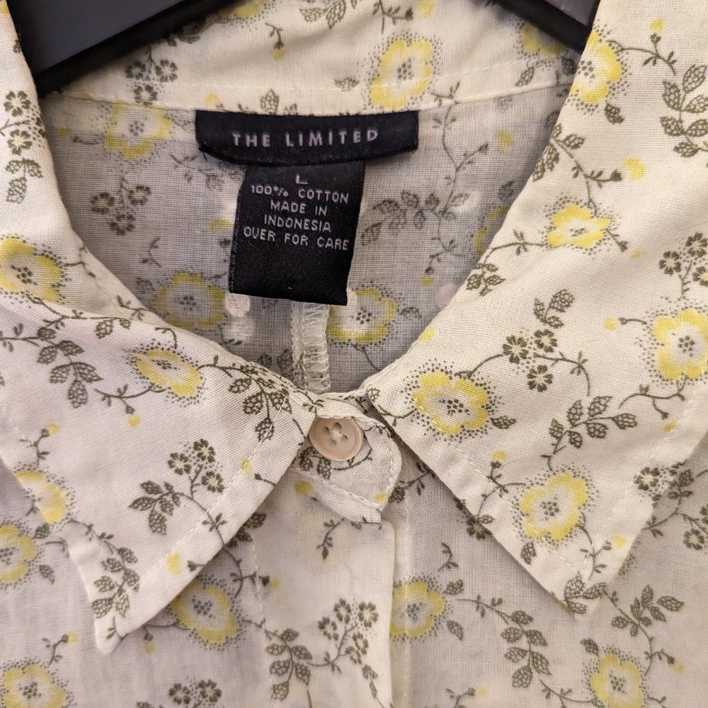 Vintage The Limited 100% Cotton Blouse - Medium/Large - Green Yellow Citrine